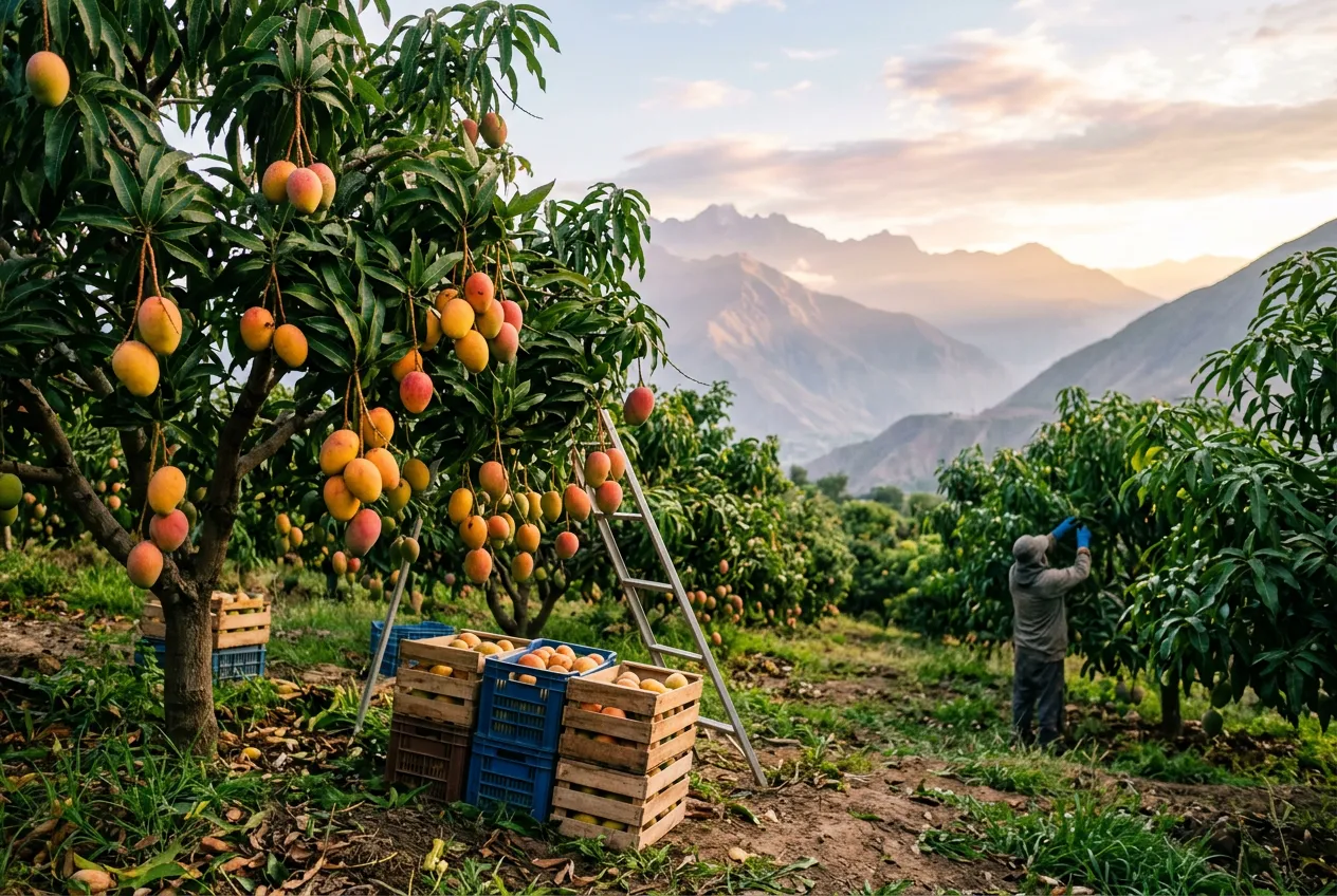 Mango orchard in Peru at harvest